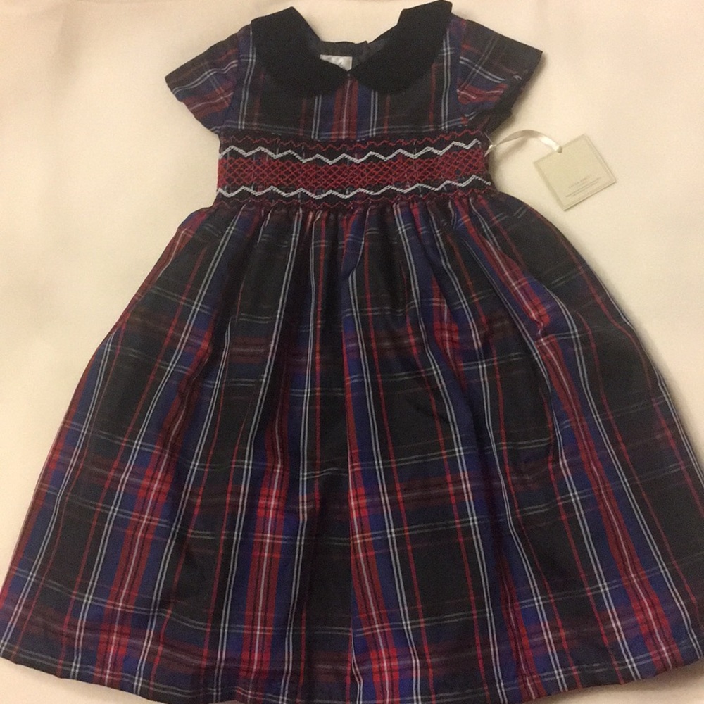 Red, blue, and white Laura Ashley Christmas dress